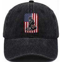 Patriotic Racing Car American Flag Race Washed Cotton Baseball Cap
