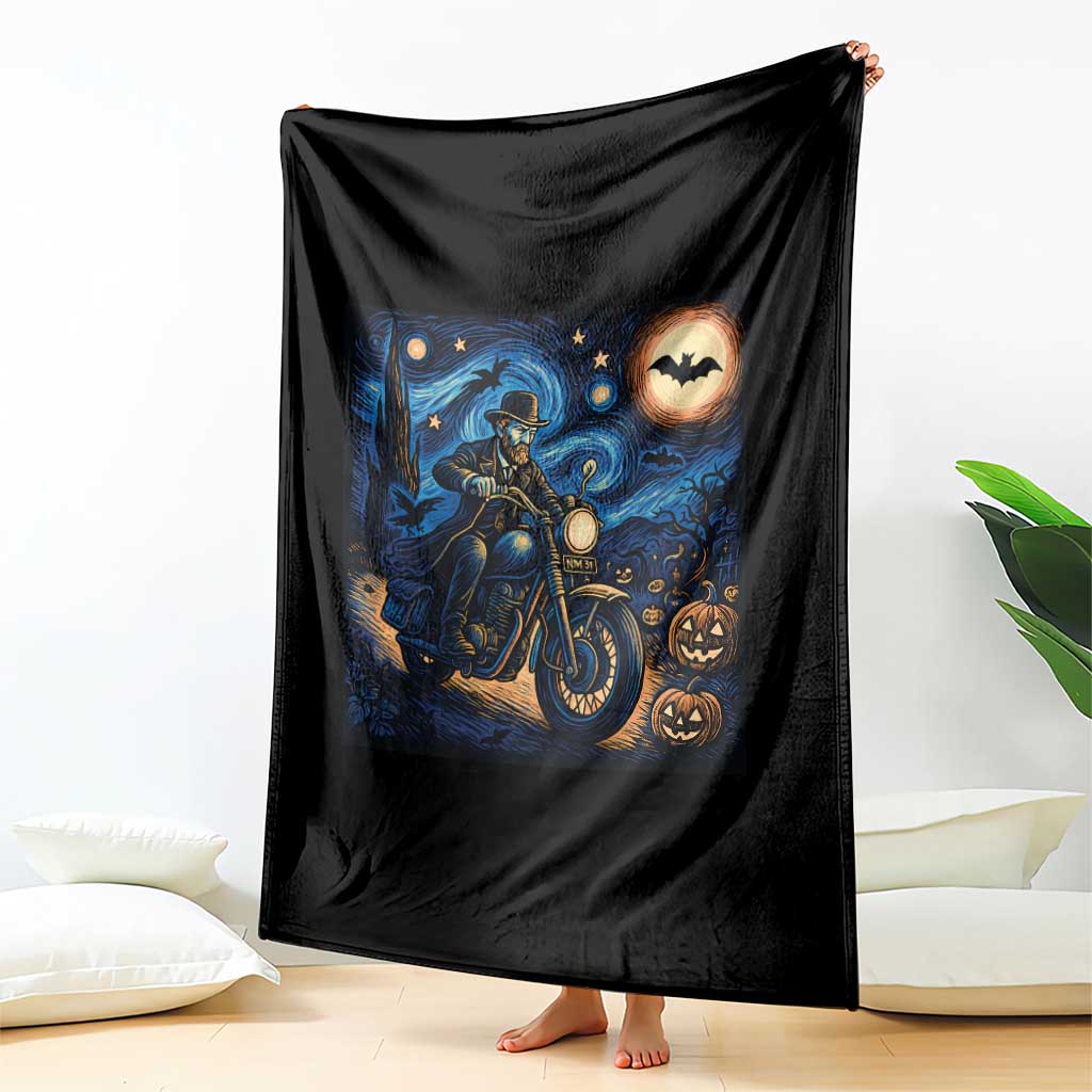 Dirt Bike Throw Blanket Van Gogh Starry Night Halloween Biker - Wonder Print Shop