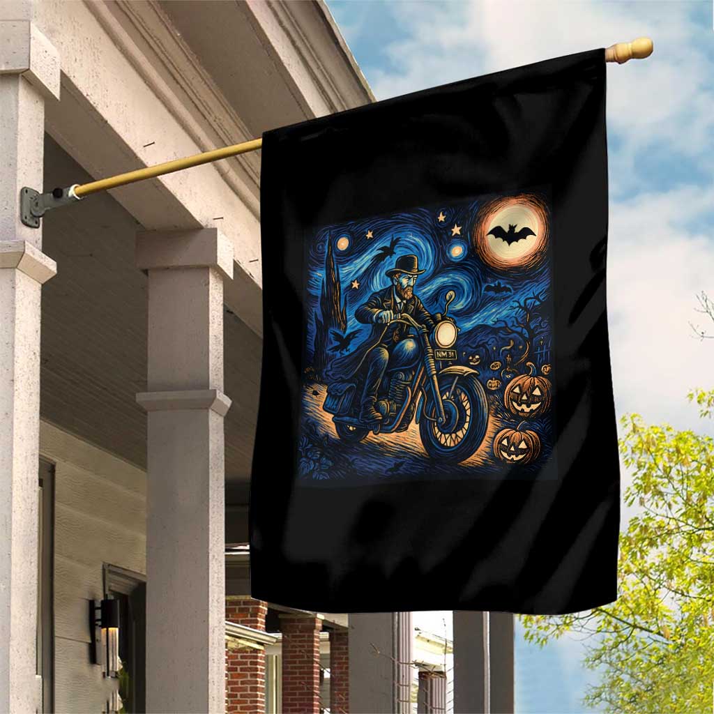 Dirt Bike Garden Flag Van Gogh Starry Night Halloween Biker - Wonder Print Shop