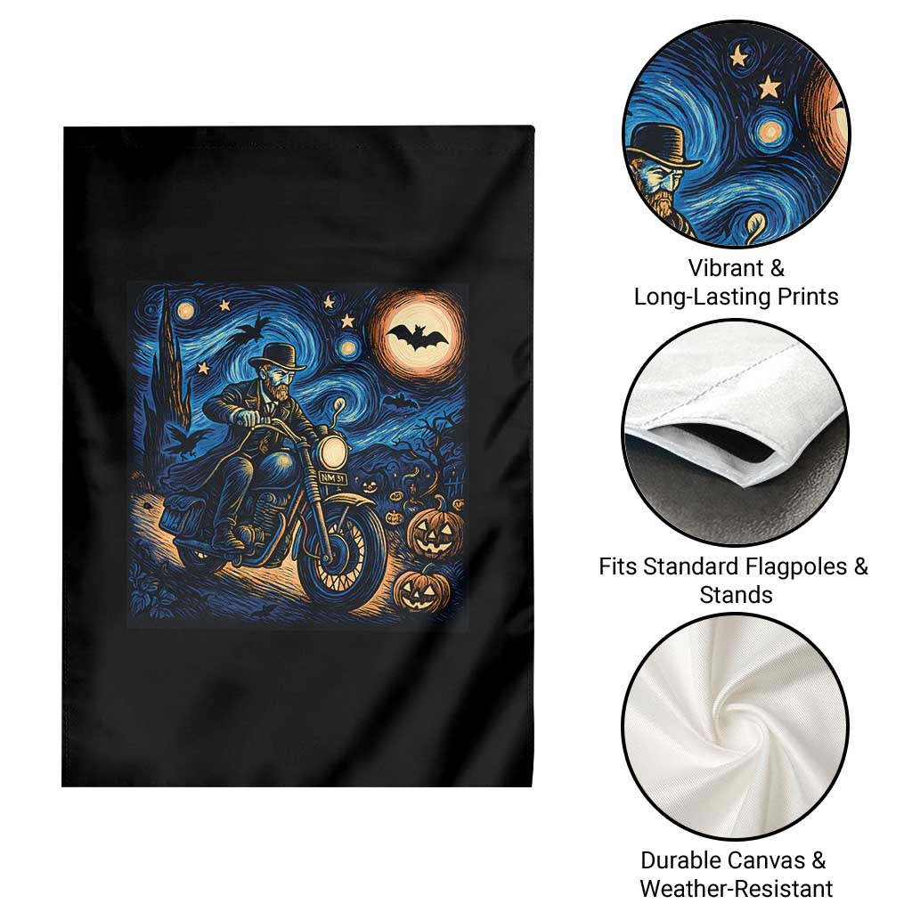 Dirt Bike Garden Flag Van Gogh Starry Night Halloween Biker - Wonder Print Shop