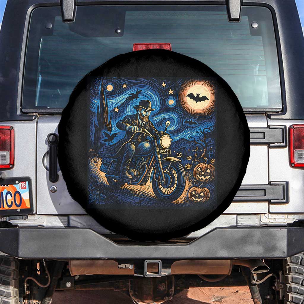 Dirt Bike Spare Tire Cover Van Gogh Starry Night Halloween Biker - Wonder Print Shop