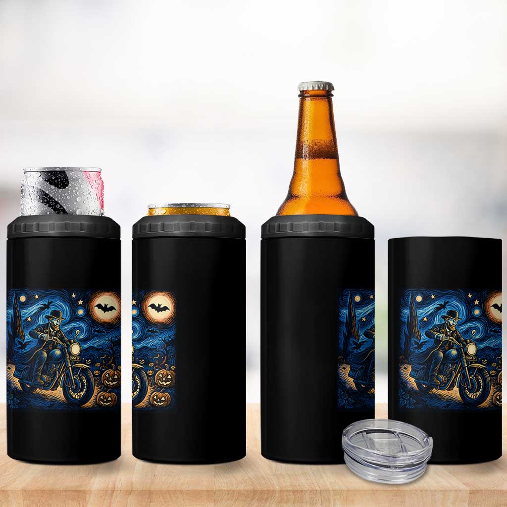 Dirt Bike 4 in 1 Can Cooler Tumbler Van Gogh Starry Night Halloween Biker