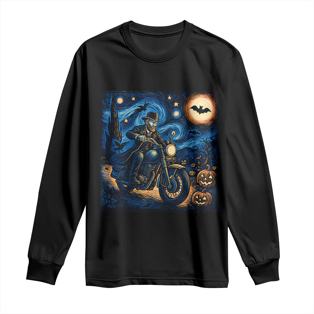 Dirt Bike Long Sleeve Shirt Van Gogh Starry Night Halloween Biker - Wonder Print Shop