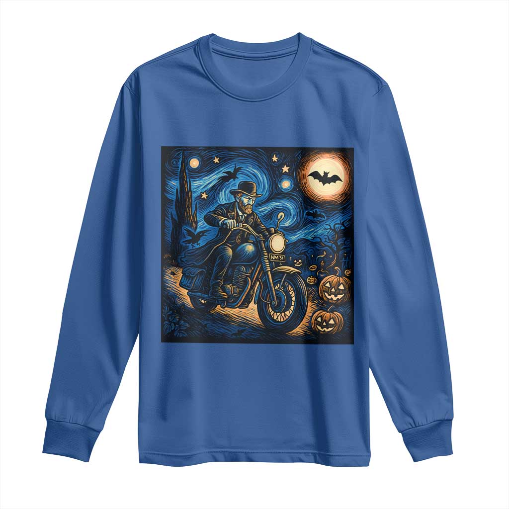 Dirt Bike Long Sleeve Shirt Van Gogh Starry Night Halloween Biker - Wonder Print Shop