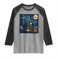 Dirt Bike Raglan Shirt Van Gogh Starry Night Halloween Biker - Wonder Print Shop