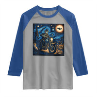 Dirt Bike Raglan Shirt Van Gogh Starry Night Halloween Biker - Wonder Print Shop