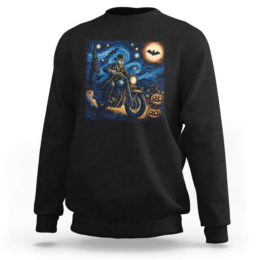 Dirt Bike Sweatshirt Van Gogh Starry Night Halloween Biker - Wonder Print Shop