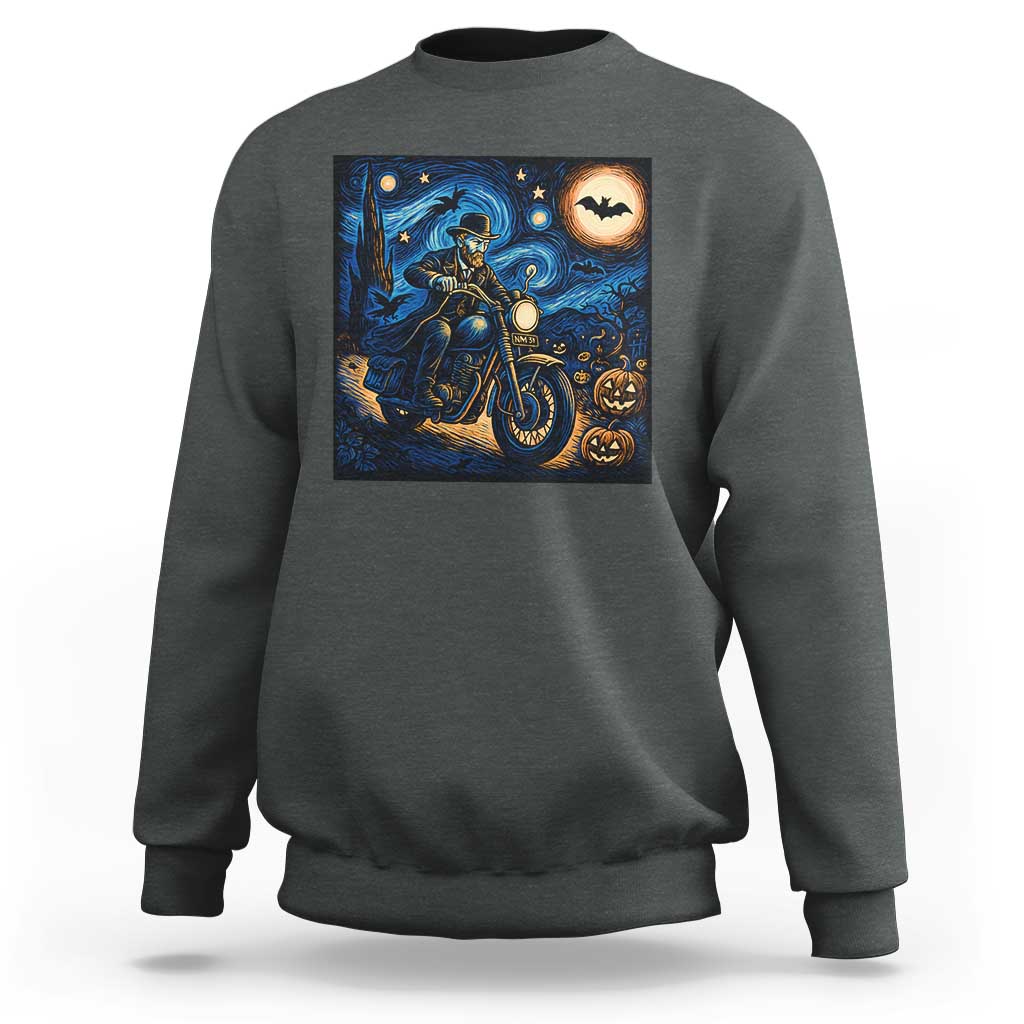 Dirt Bike Sweatshirt Van Gogh Starry Night Halloween Biker - Wonder Print Shop