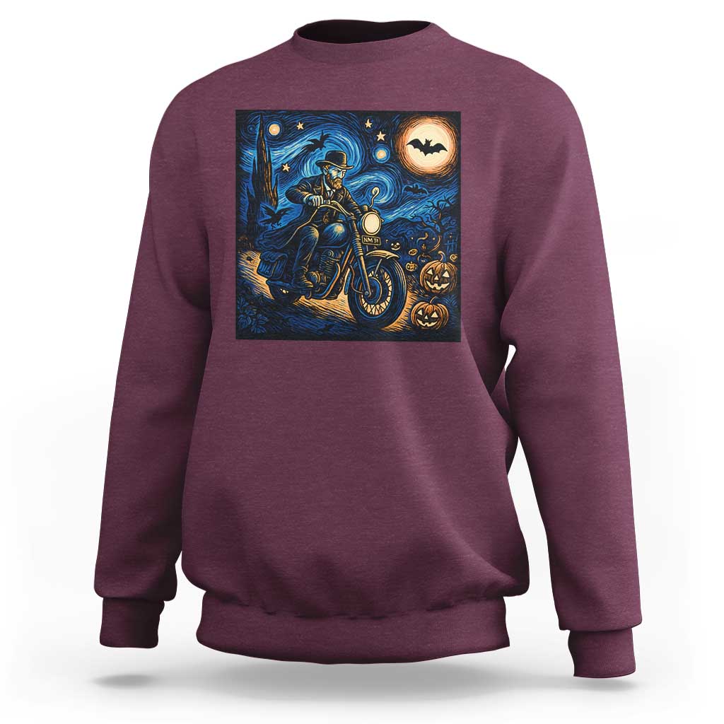 Dirt Bike Sweatshirt Van Gogh Starry Night Halloween Biker - Wonder Print Shop