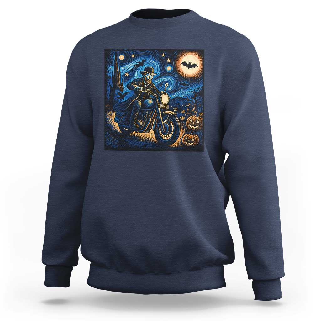 Dirt Bike Sweatshirt Van Gogh Starry Night Halloween Biker - Wonder Print Shop