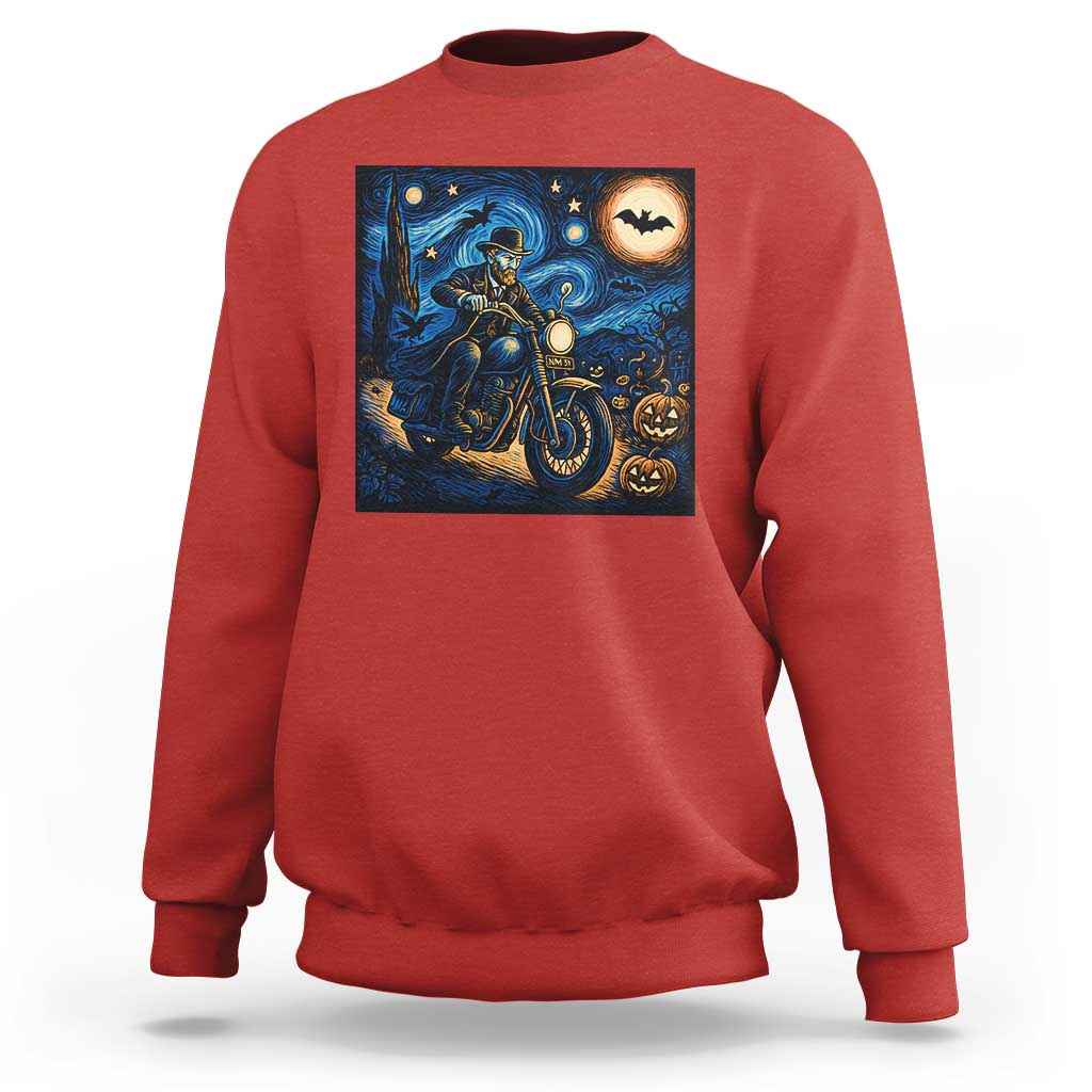 Dirt Bike Sweatshirt Van Gogh Starry Night Halloween Biker - Wonder Print Shop