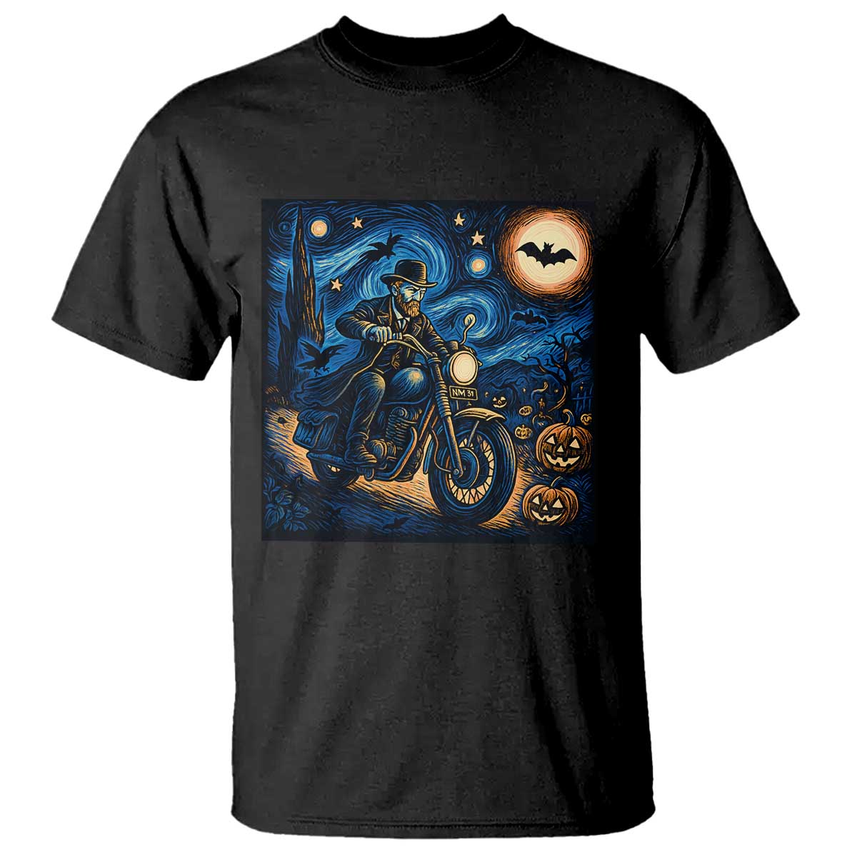 Dirt Bike T Shirt Van Gogh Starry Night Halloween Biker - Wonder Print Shop