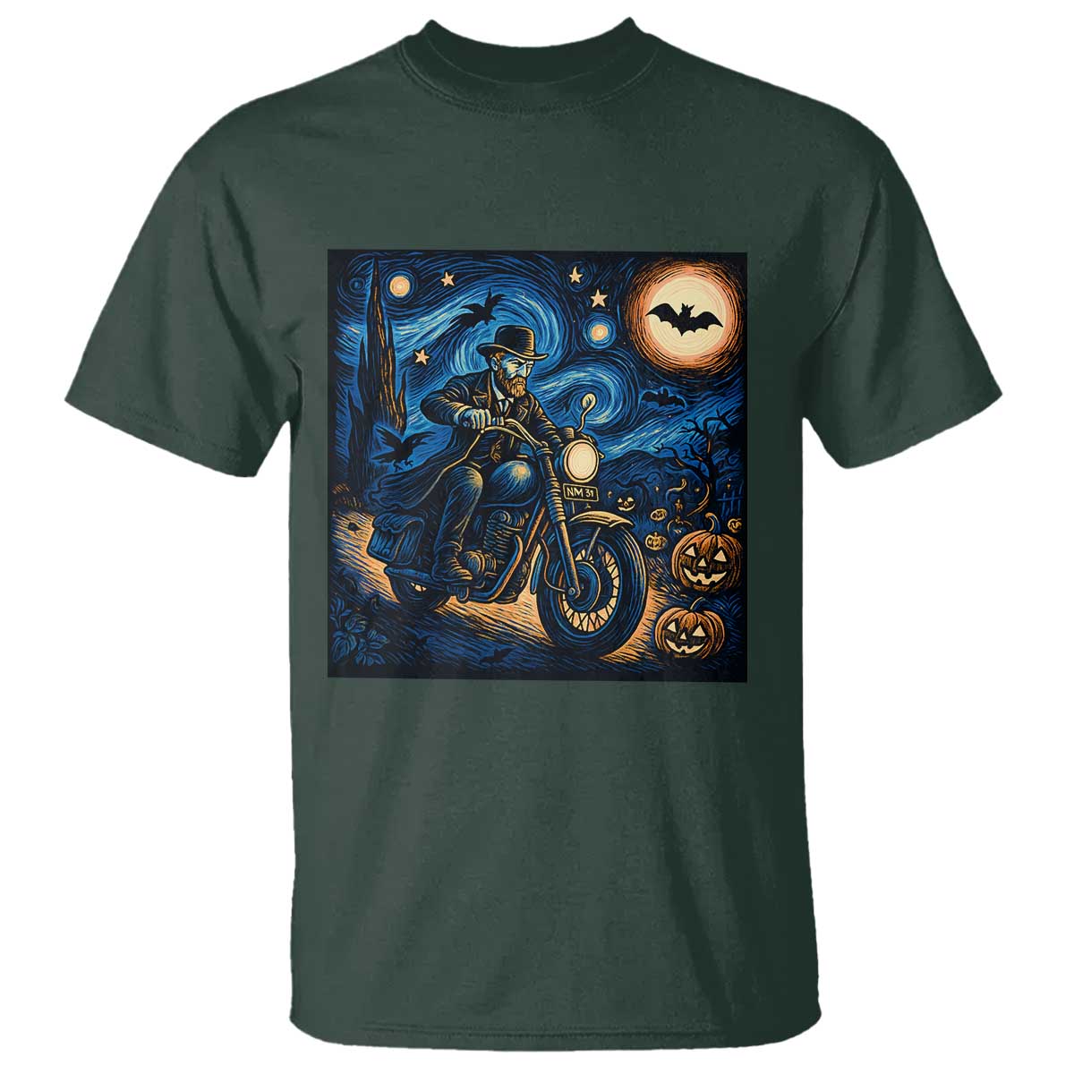 Dirt Bike T Shirt Van Gogh Starry Night Halloween Biker - Wonder Print Shop