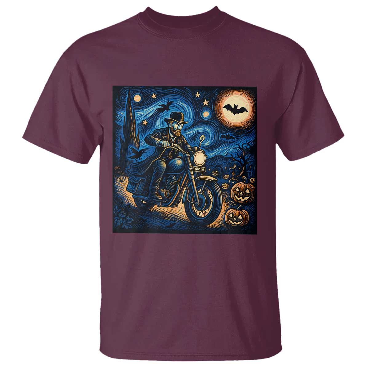 Dirt Bike T Shirt Van Gogh Starry Night Halloween Biker - Wonder Print Shop