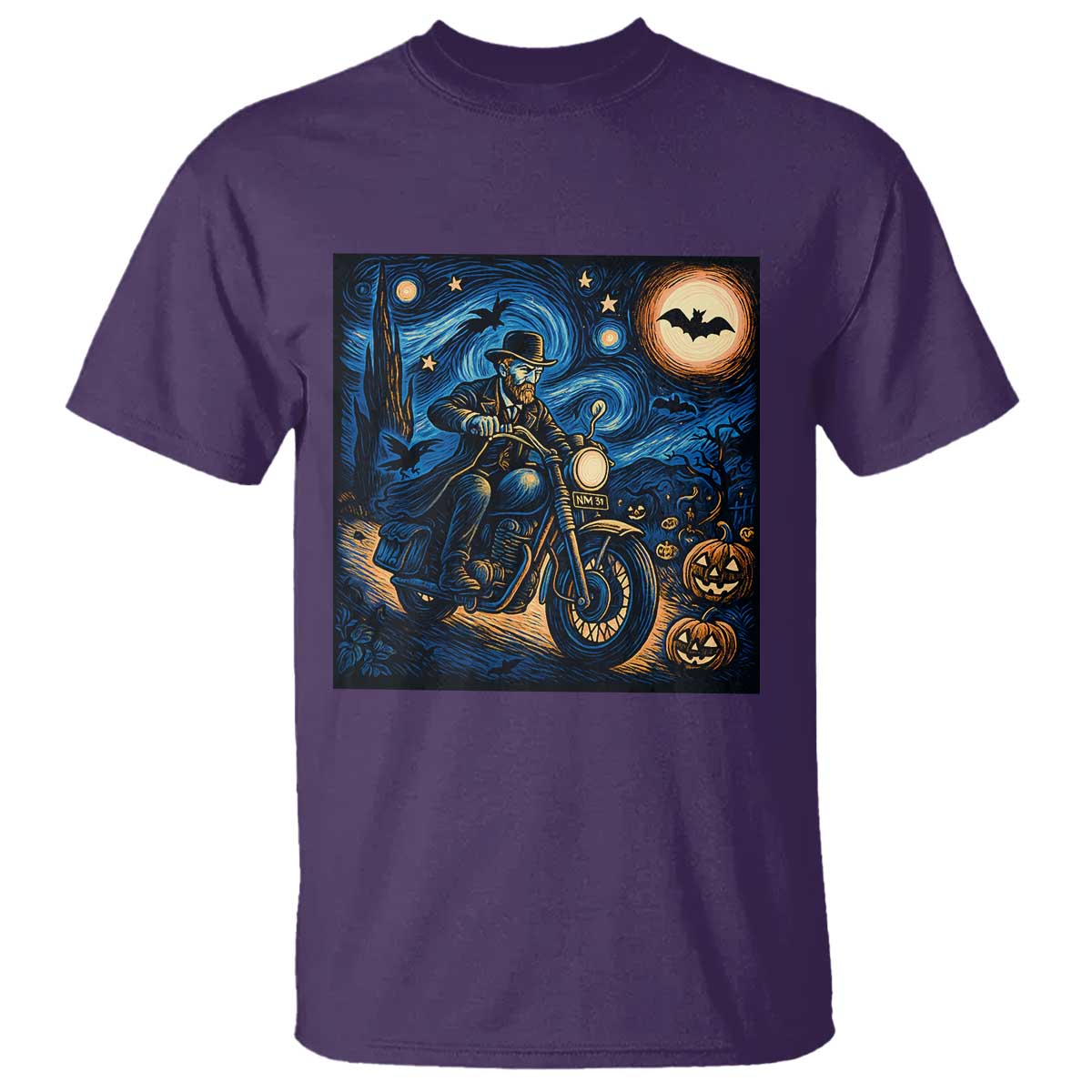 Dirt Bike T Shirt Van Gogh Starry Night Halloween Biker - Wonder Print Shop