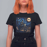 Dirt Bike T Shirt For Women Van Gogh Starry Night Halloween Biker - Wonder Print Shop