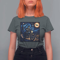 Dirt Bike T Shirt For Women Van Gogh Starry Night Halloween Biker - Wonder Print Shop