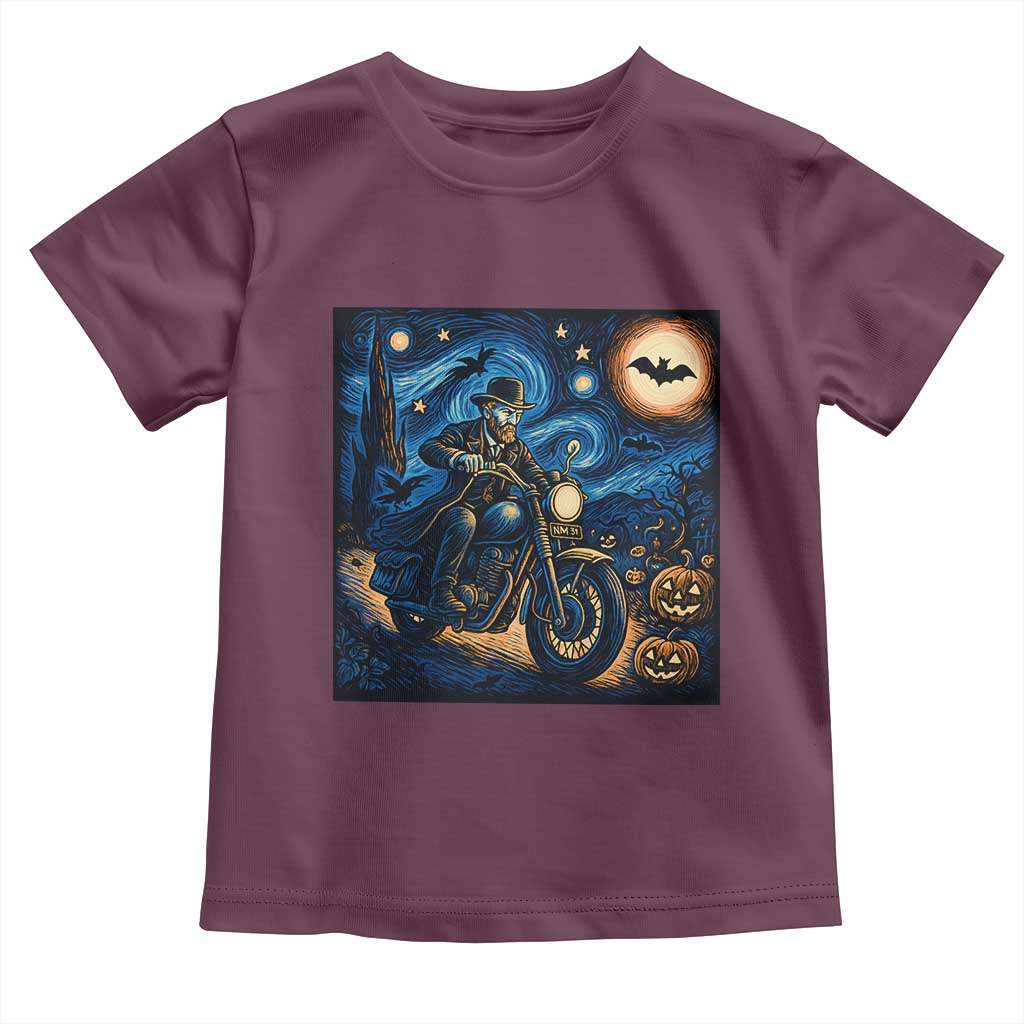Dirt Bike Toddler T Shirt Van Gogh Starry Night Halloween Biker - Wonder Print Shop