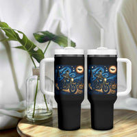 Dirt Bike Tumbler With Handle Van Gogh Starry Night Halloween Biker