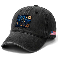Dirt Bike Washed Cotton Baseball Cap Van Gogh Starry Night Halloween Biker