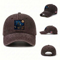 Dirt Bike Washed Cotton Baseball Cap Van Gogh Starry Night Halloween Biker