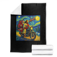 Dirt Bike Motocross Throw Blanket Jesus Santa Christmas Starry Night - Wonder Print Shop