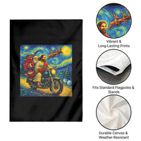 Dirt Bike Motocross Garden Flag Jesus Santa Christmas Starry Night - Wonder Print Shop