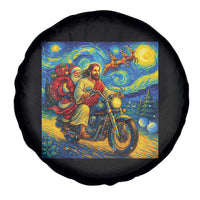 Dirt Bike Motocross Spare Tire Cover Jesus Santa Christmas Starry Night - Wonder Print Shop