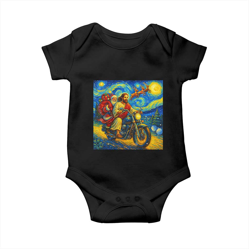 Dirt Bike Motocross Baby Onesie Jesus Santa Christmas Starry Night - Wonder Print Shop