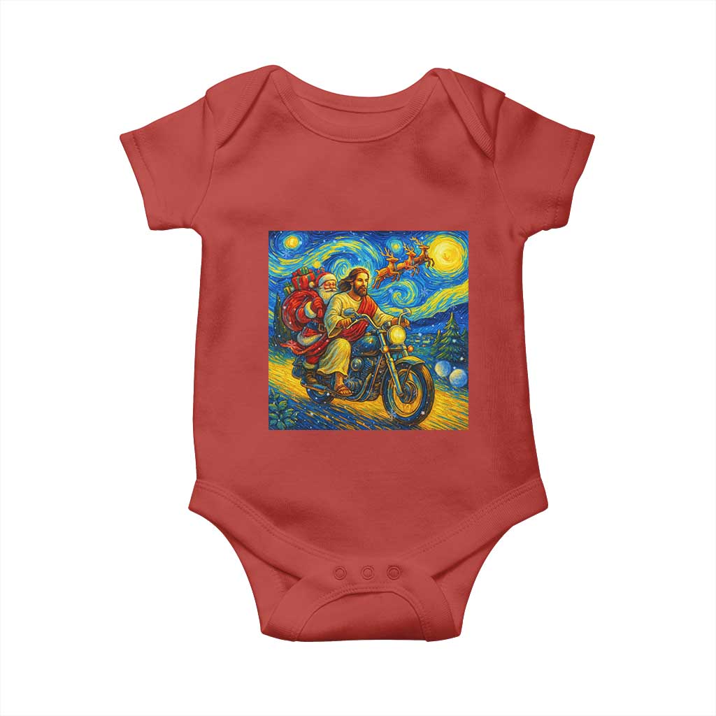 Dirt Bike Motocross Baby Onesie Jesus Santa Christmas Starry Night - Wonder Print Shop
