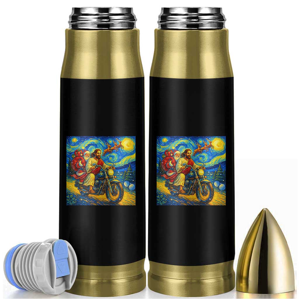Dirt Bike Motocross Bullet Tumbler Jesus Santa Christmas Starry Night