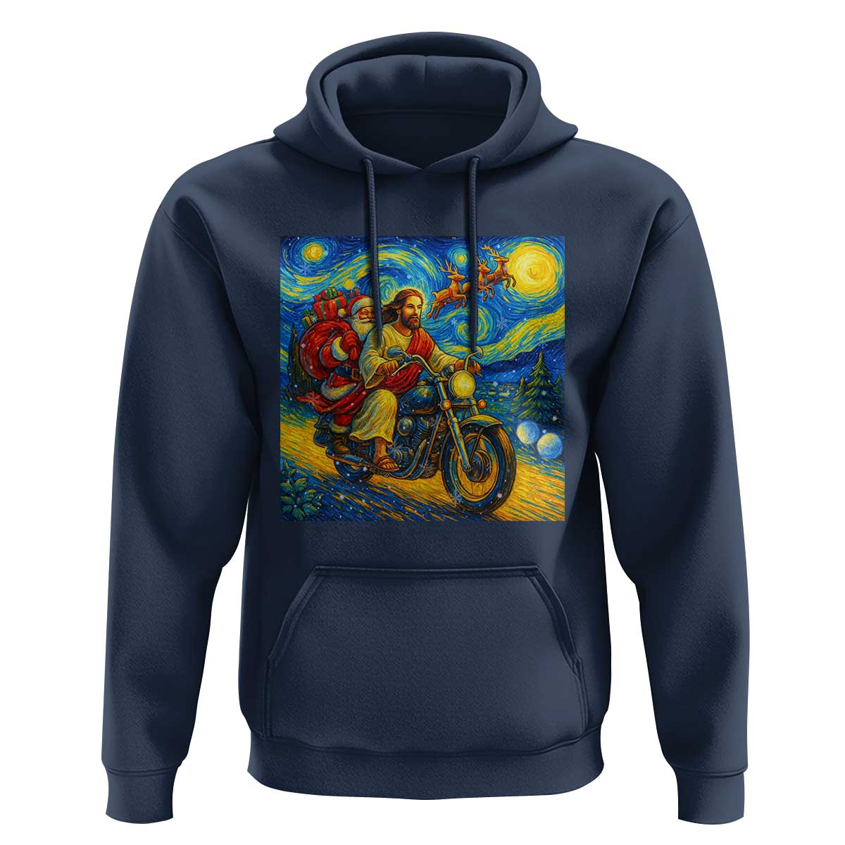 Dirt Bike Motocross Hoodie Jesus Santa Christmas Starry Night - Wonder Print Shop