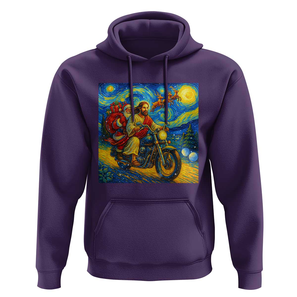 Dirt Bike Motocross Hoodie Jesus Santa Christmas Starry Night - Wonder Print Shop