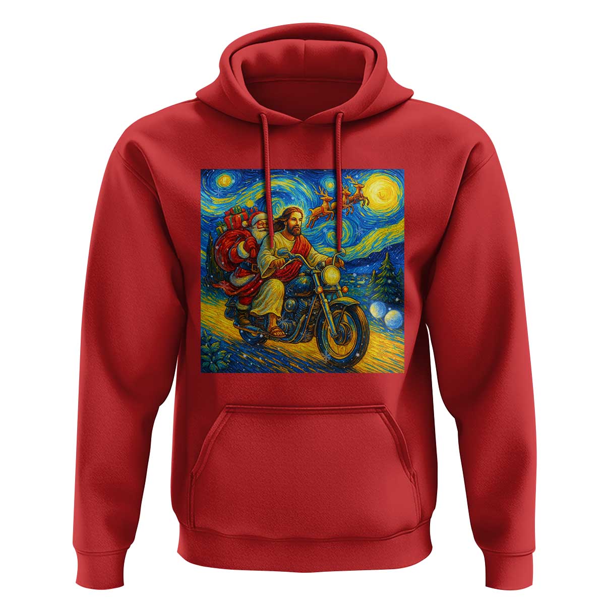 Dirt Bike Motocross Hoodie Jesus Santa Christmas Starry Night - Wonder Print Shop