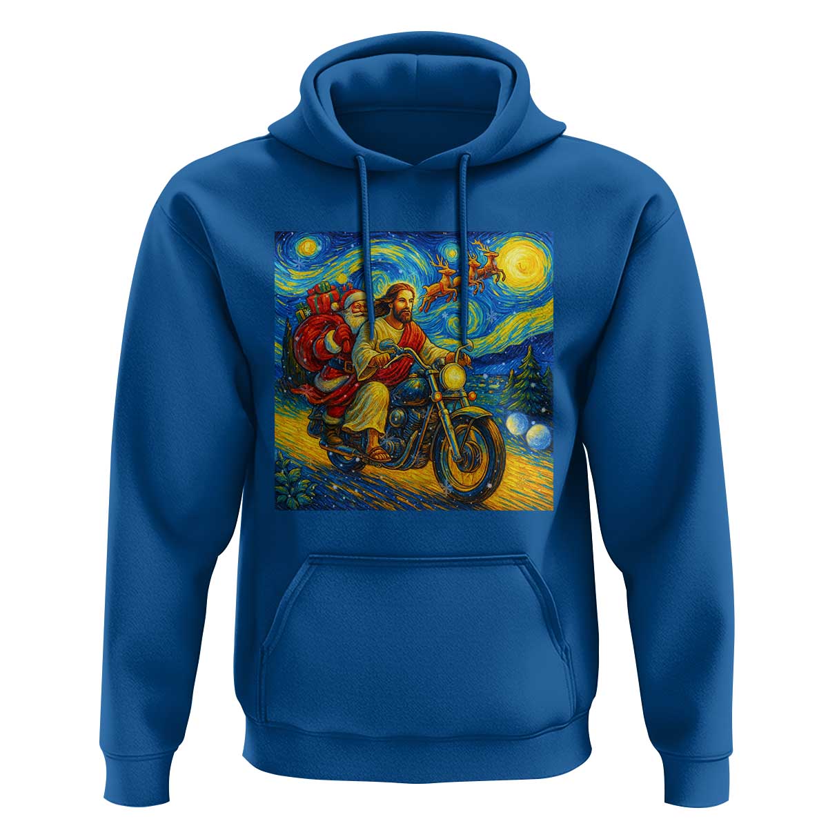 Dirt Bike Motocross Hoodie Jesus Santa Christmas Starry Night - Wonder Print Shop