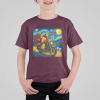 Dirt Bike Motocross T Shirt For Kid Jesus Santa Christmas Starry Night - Wonder Print Shop