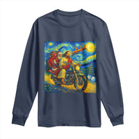 Dirt Bike Motocross Long Sleeve Shirt Jesus Santa Christmas Starry Night - Wonder Print Shop