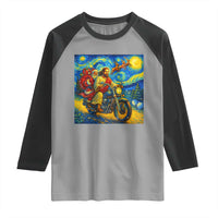 Dirt Bike Motocross Raglan Shirt Jesus Santa Christmas Starry Night - Wonder Print Shop