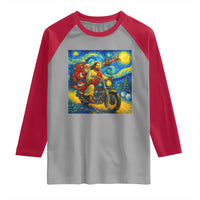 Dirt Bike Motocross Raglan Shirt Jesus Santa Christmas Starry Night - Wonder Print Shop