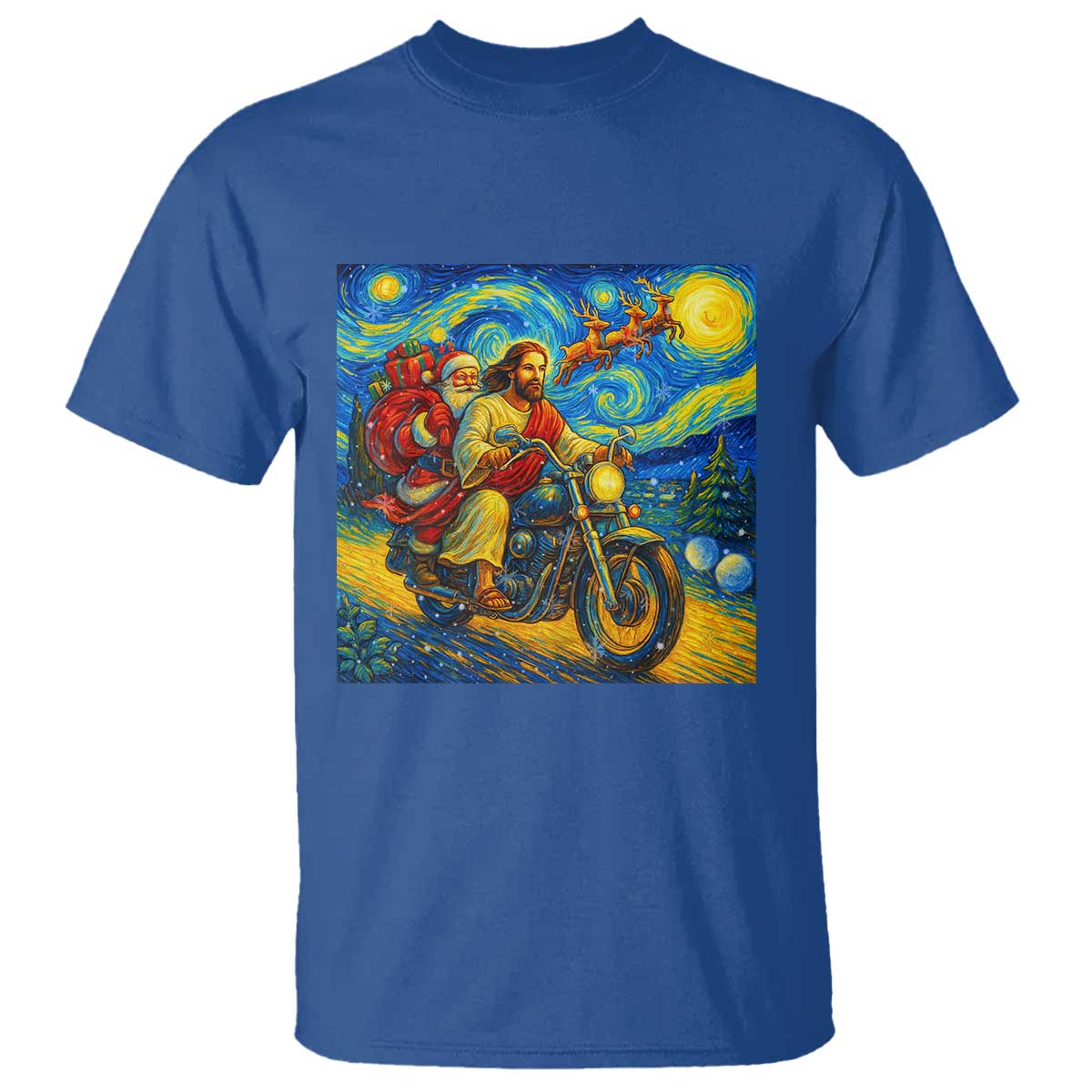 Dirt Bike Motocross T Shirt Jesus Santa Christmas Starry Night - Wonder Print Shop