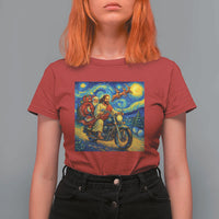 Dirt Bike Motocross T Shirt For Women Jesus Santa Christmas Starry Night - Wonder Print Shop