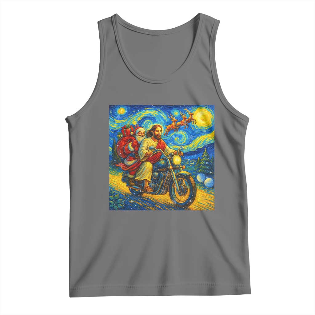 Dirt Bike Motocross Tank Top Jesus Santa Christmas Starry Night - Wonder Print Shop