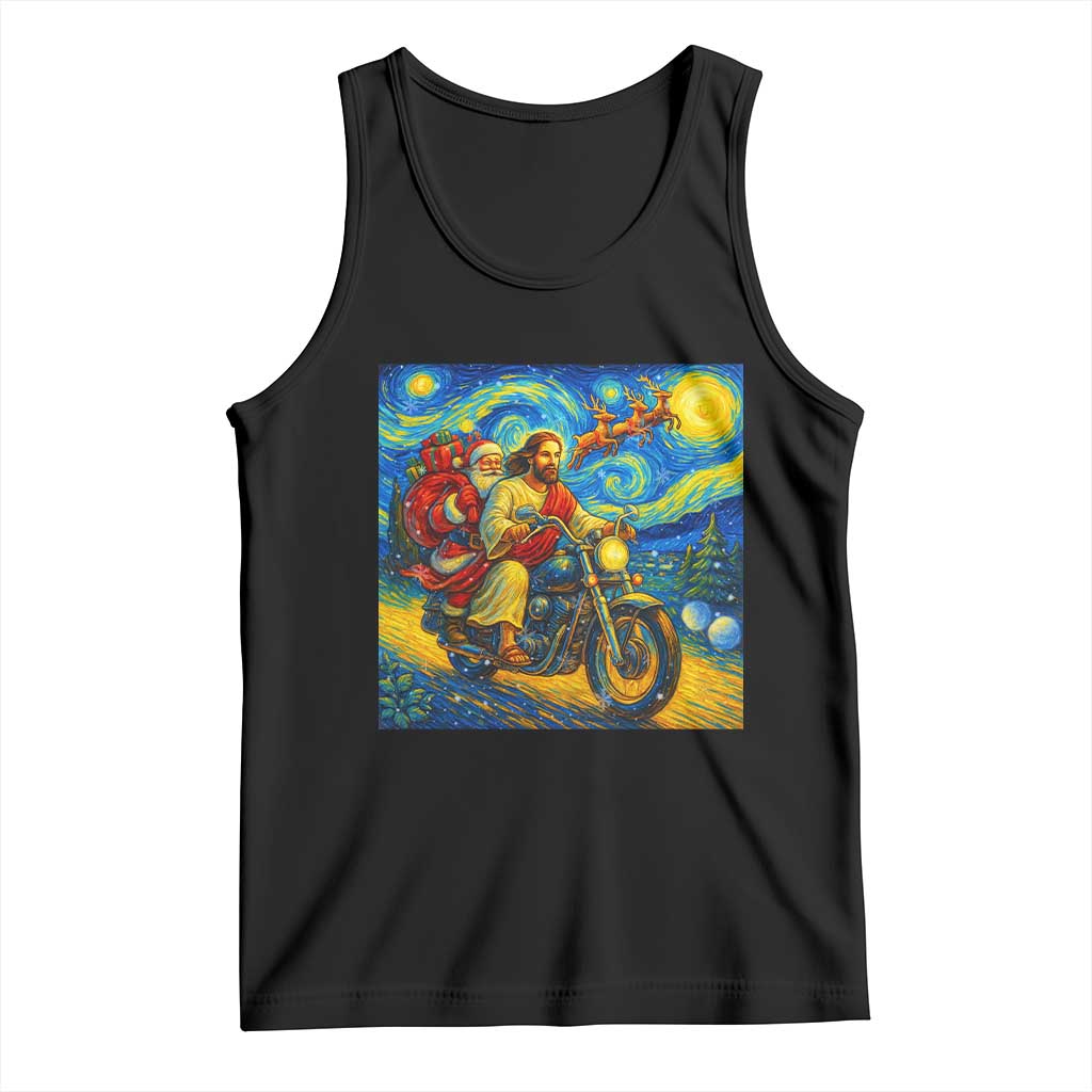 Dirt Bike Motocross Tank Top Jesus Santa Christmas Starry Night - Wonder Print Shop
