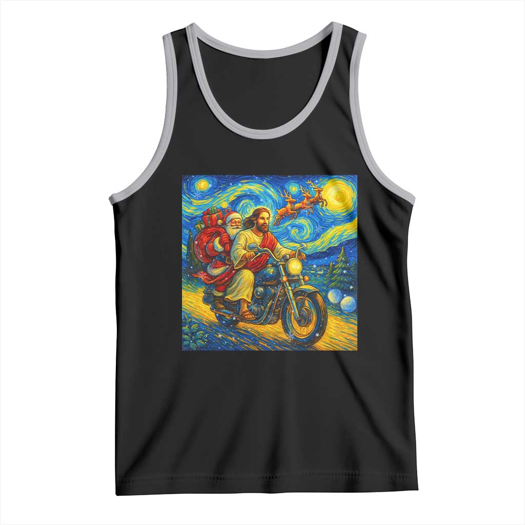 Dirt Bike Motocross Tank Top Jesus Santa Christmas Starry Night - Wonder Print Shop