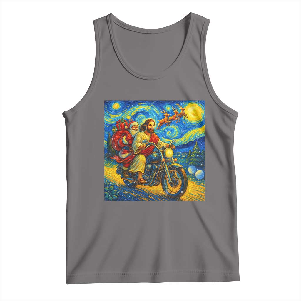 Dirt Bike Motocross Tank Top Jesus Santa Christmas Starry Night - Wonder Print Shop