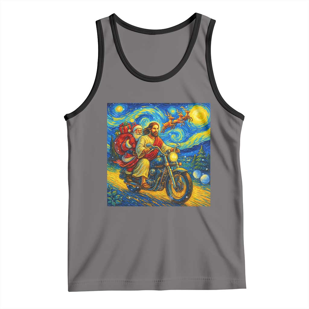 Dirt Bike Motocross Tank Top Jesus Santa Christmas Starry Night - Wonder Print Shop