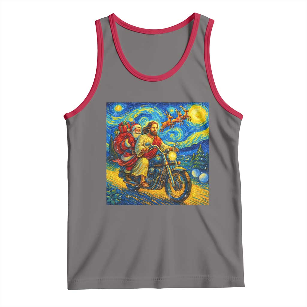 Dirt Bike Motocross Tank Top Jesus Santa Christmas Starry Night - Wonder Print Shop