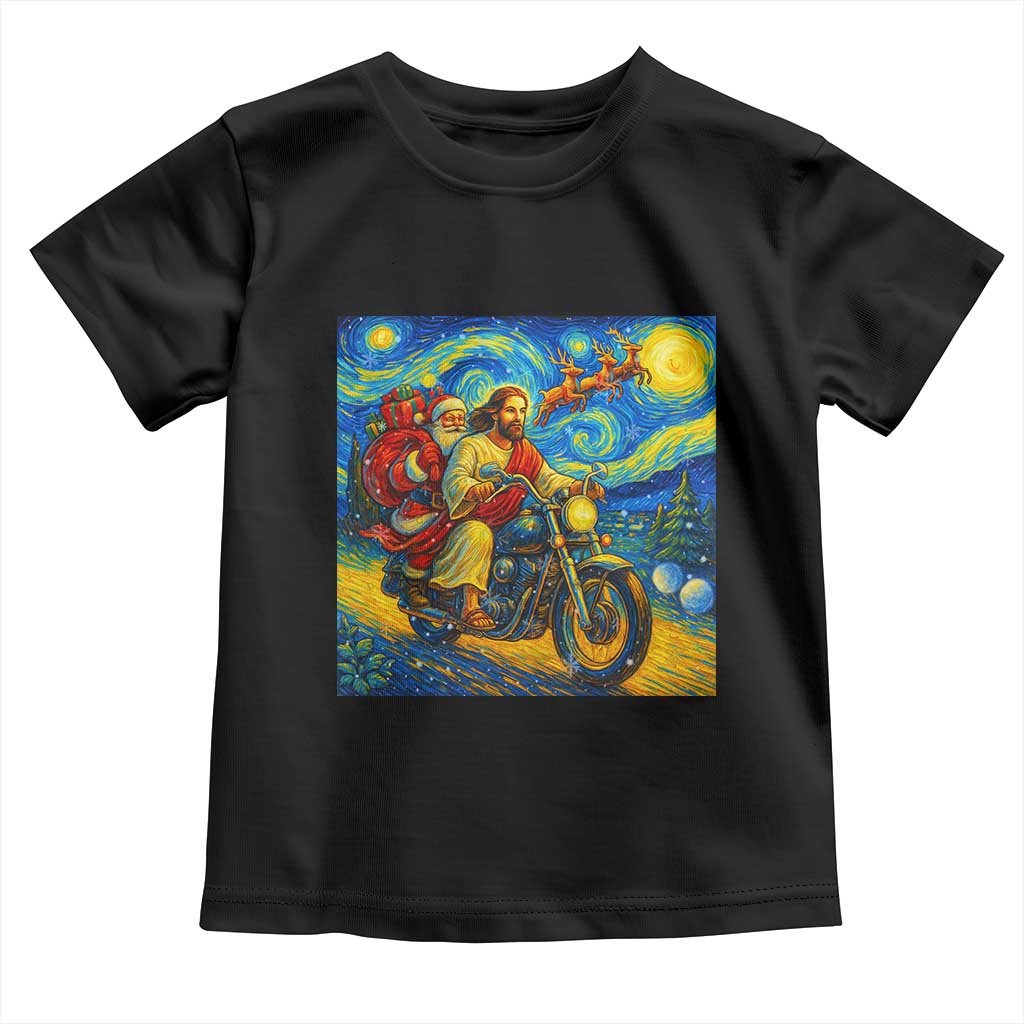 Dirt Bike Motocross Toddler T Shirt Jesus Santa Christmas Starry Night - Wonder Print Shop