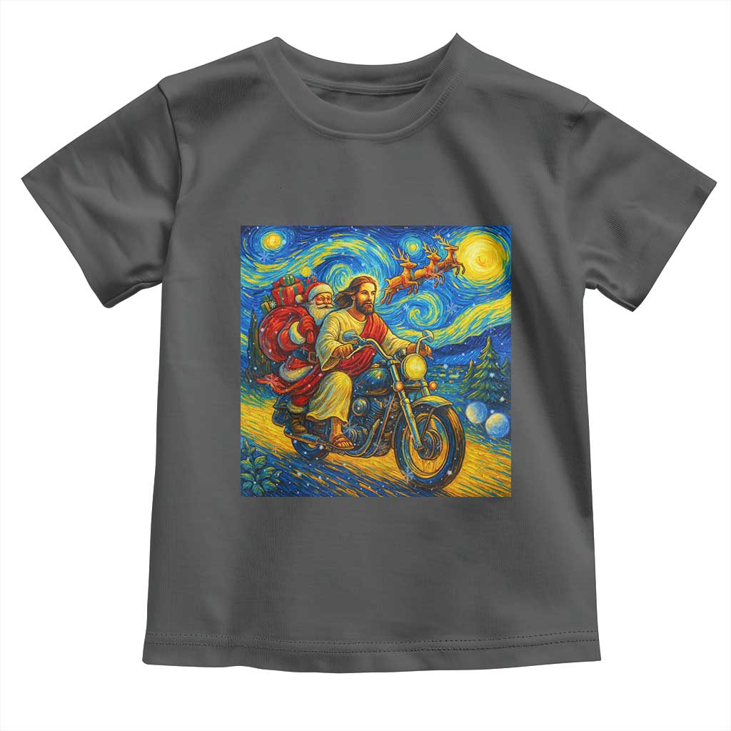 Dirt Bike Motocross Toddler T Shirt Jesus Santa Christmas Starry Night - Wonder Print Shop