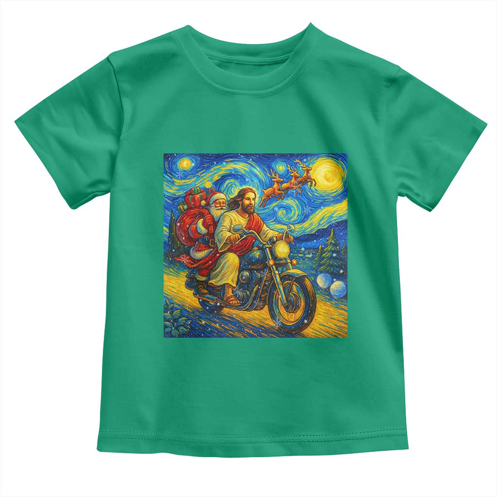 Dirt Bike Motocross Toddler T Shirt Jesus Santa Christmas Starry Night - Wonder Print Shop
